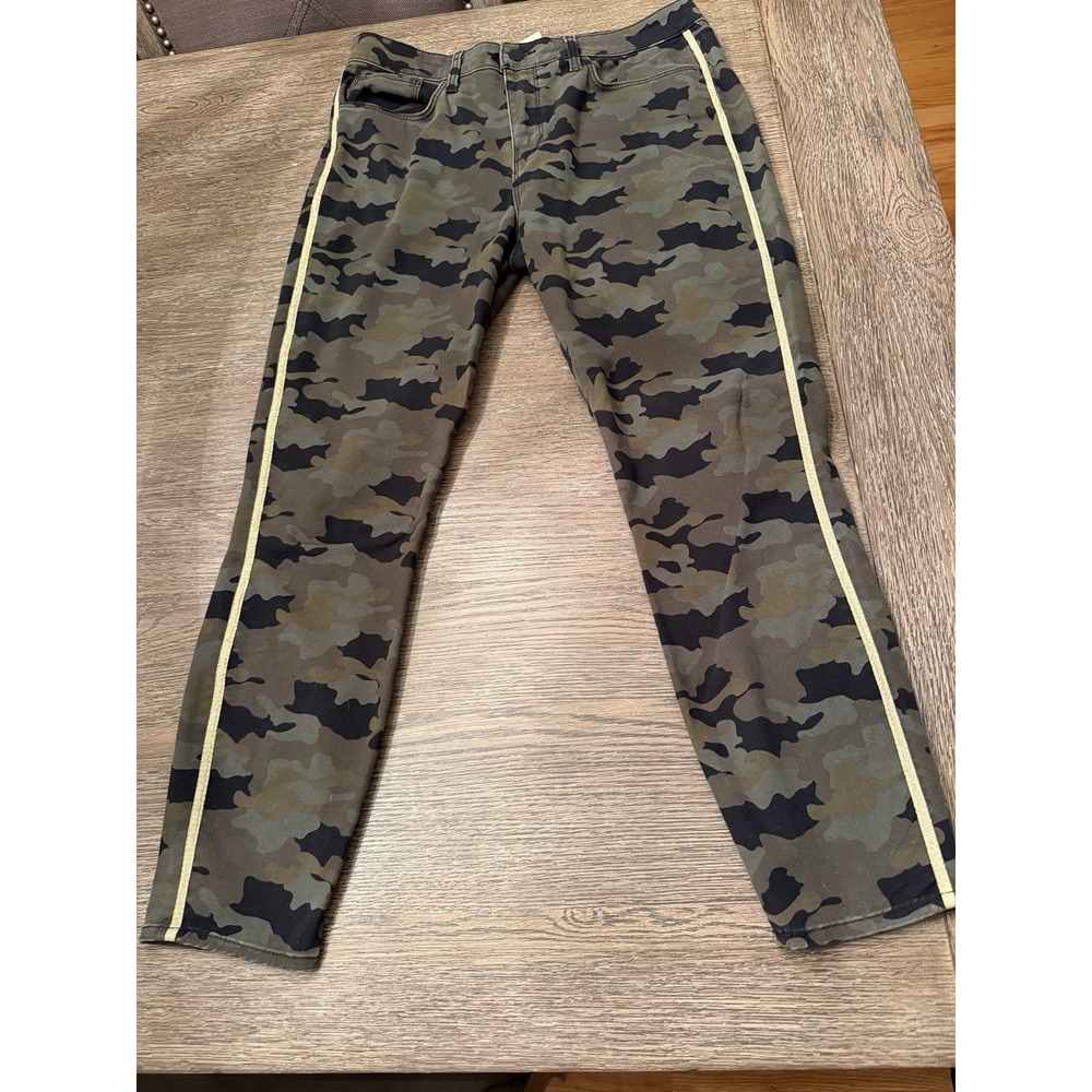 L'Agence Jeans Women's Size 30 Margot High Rise Skinny Camo Stone Tuxedo Stripe